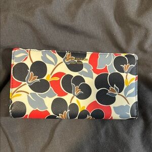 Kate Spade Black and Red Wallet with Floral Design